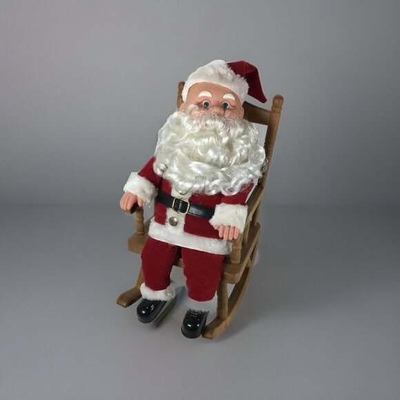Vintage Santa Claus Xmas Rocking Chair Gemmy Musical Sings Jingle Bells FLAW - Picture 10 of 13